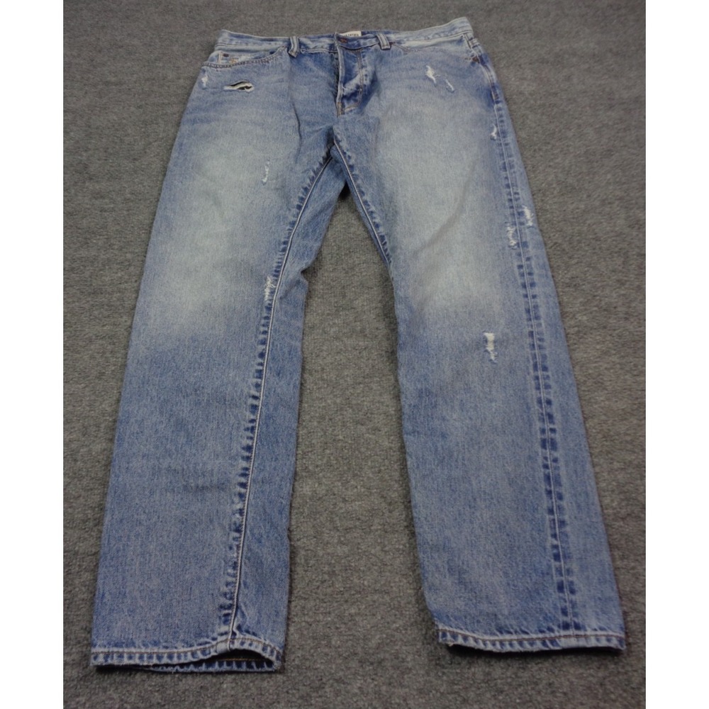 Todd Snyder Jeans Mens 34x30 Blue Selvedge Relaxed Button Fly 12.5 oz Distressed